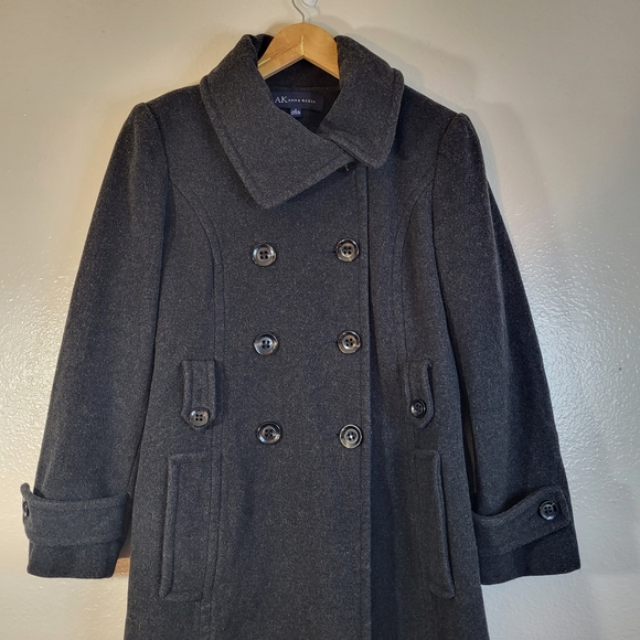 ❤️ Anne Klein Double Breasted Wool Blend Full Length Trench Coat - Picture 6 of 10